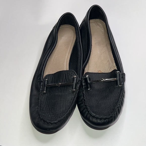 Mercer & Adison Black Genuine Leather Flats Loafers Slip ons Unisex 170G - Picture 4 of 9